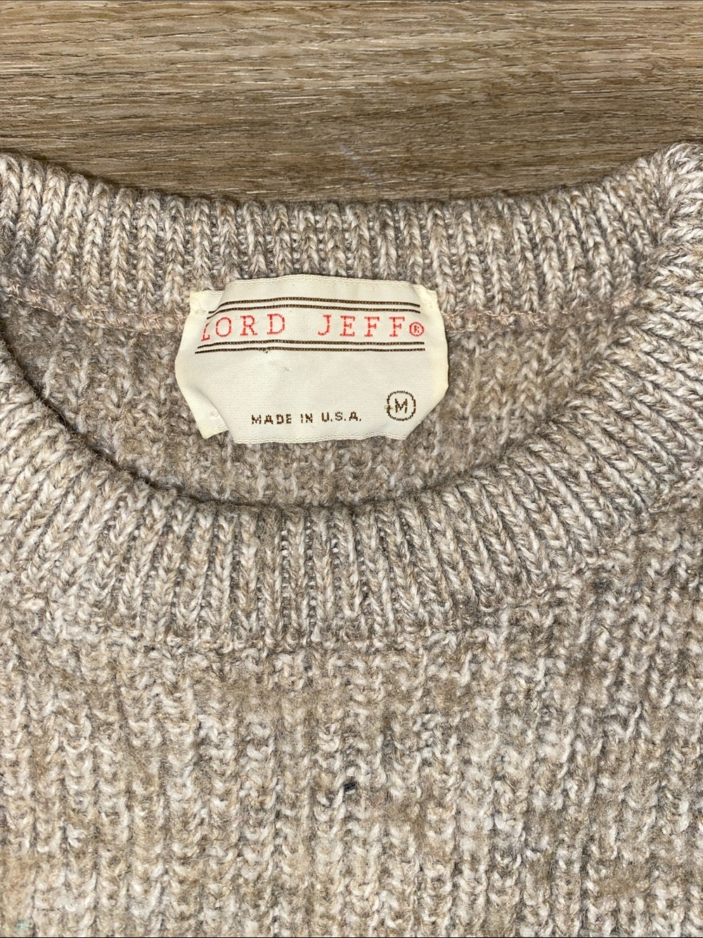 Men's Neutral Marled Crewneck Sweater - Taupe Heather - Picture 3 of 3